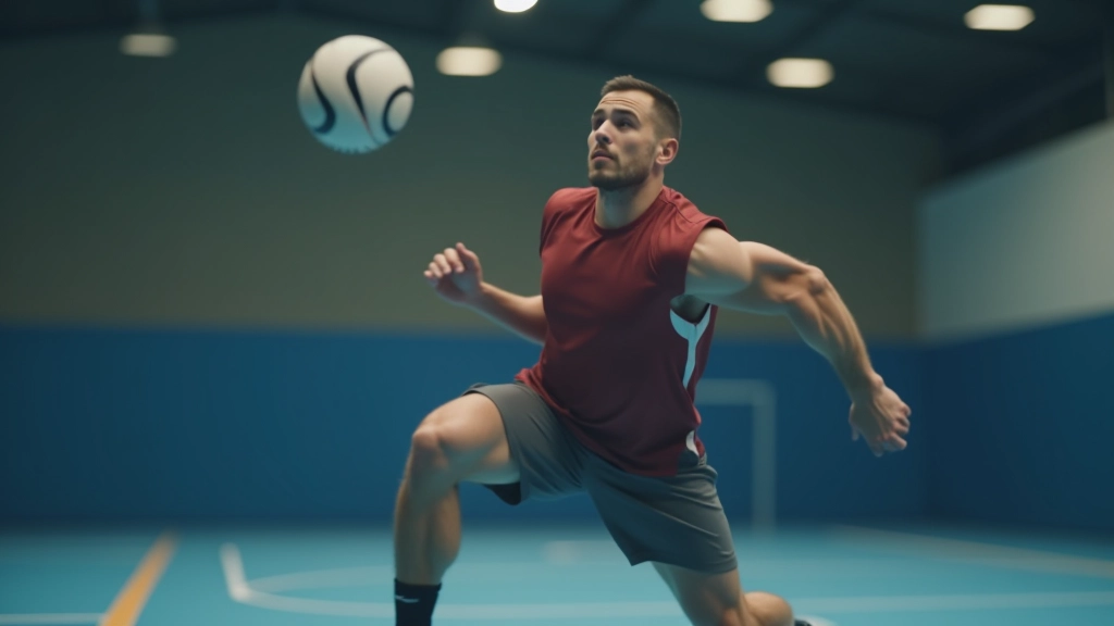 لاعب هاندبول في وضع رمية قوية في الملعب الحديث